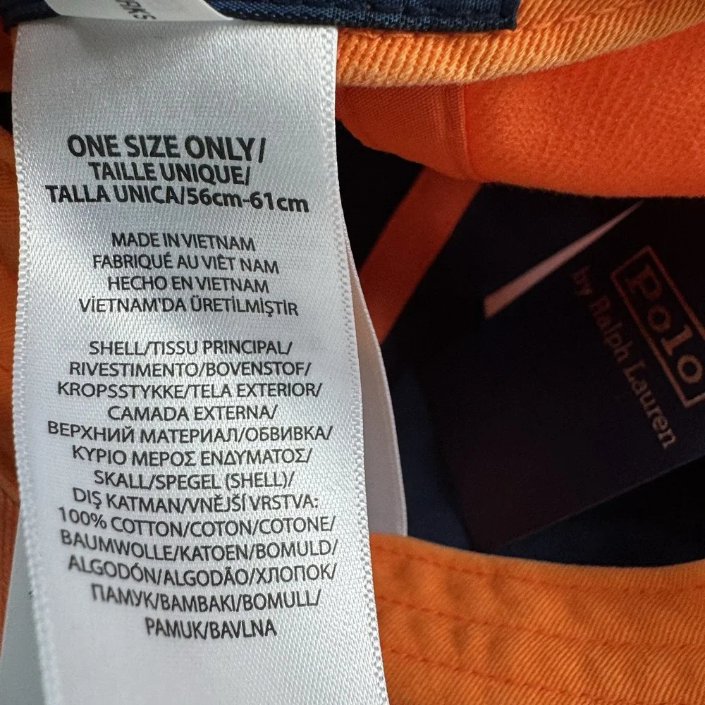 NWT Polo Ralph Lauren 519 RL Surf Orange Felt Patch Twill Ball SnapBack Hat OSFA